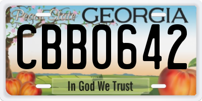 GA license plate CBB0642