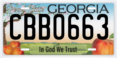 GA license plate CBB0663