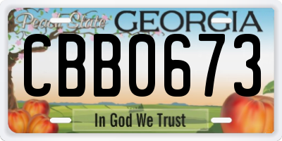 GA license plate CBB0673