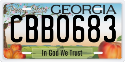 GA license plate CBB0683