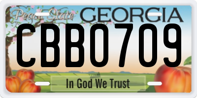 GA license plate CBB0709