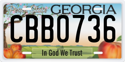 GA license plate CBB0736