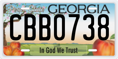 GA license plate CBB0738