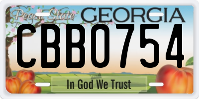 GA license plate CBB0754