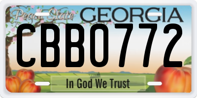 GA license plate CBB0772
