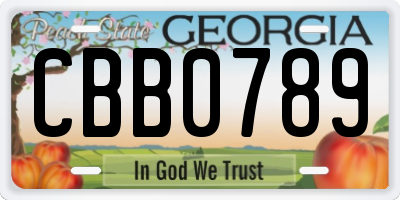 GA license plate CBB0789