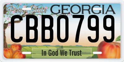 GA license plate CBB0799