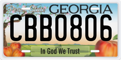 GA license plate CBB0806