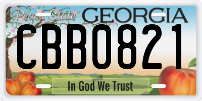 GA license plate CBB0821