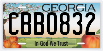 GA license plate CBB0832