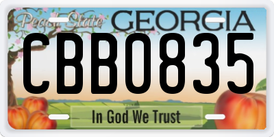 GA license plate CBB0835