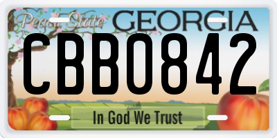 GA license plate CBB0842