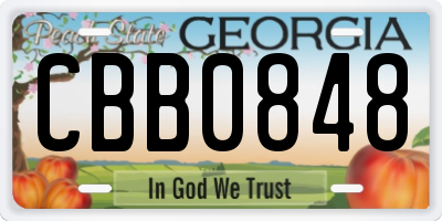 GA license plate CBB0848