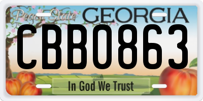 GA license plate CBB0863