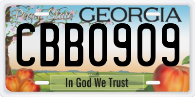 GA license plate CBB0909
