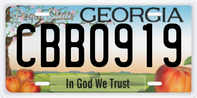 GA license plate CBB0919