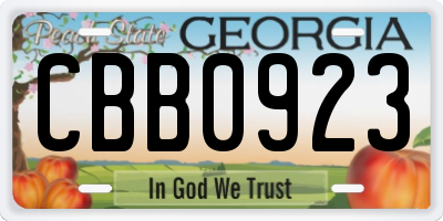 GA license plate CBB0923