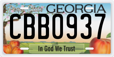 GA license plate CBB0937