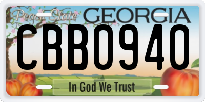GA license plate CBB0940