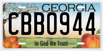 GA license plate CBB0944