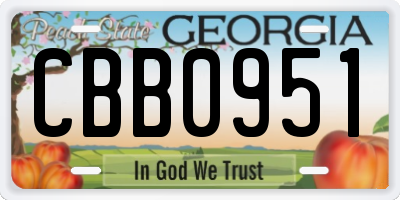 GA license plate CBB0951