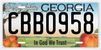 GA license plate CBB0958