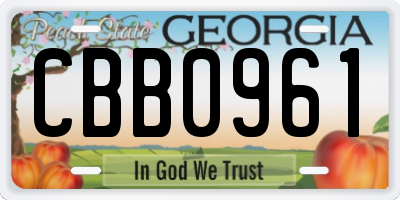GA license plate CBB0961