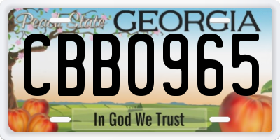 GA license plate CBB0965