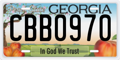 GA license plate CBB0970