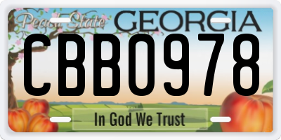 GA license plate CBB0978