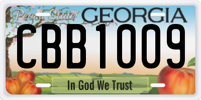 GA license plate CBB1009