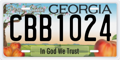 GA license plate CBB1024