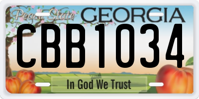 GA license plate CBB1034