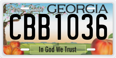 GA license plate CBB1036