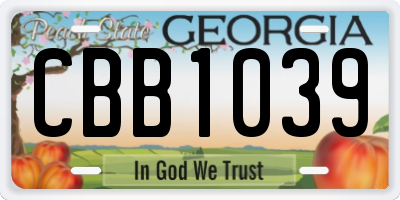 GA license plate CBB1039