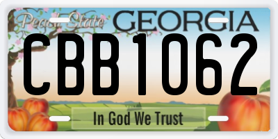 GA license plate CBB1062