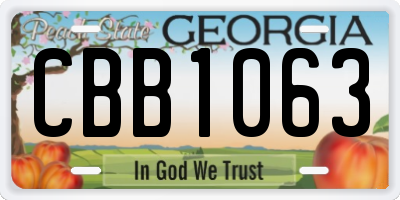 GA license plate CBB1063