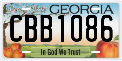 GA license plate CBB1086