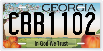 GA license plate CBB1102