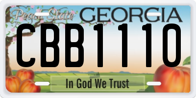 GA license plate CBB1110