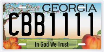 GA license plate CBB1111