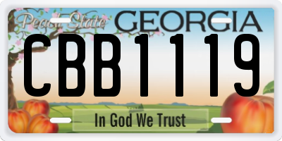GA license plate CBB1119