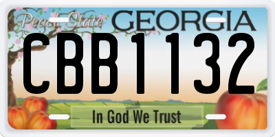 GA license plate CBB1132