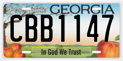 GA license plate CBB1147