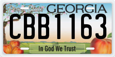 GA license plate CBB1163