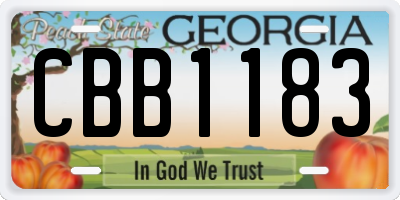 GA license plate CBB1183