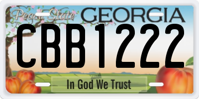 GA license plate CBB1222