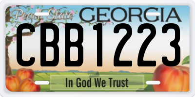 GA license plate CBB1223