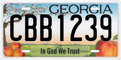 GA license plate CBB1239