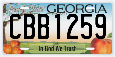 GA license plate CBB1259